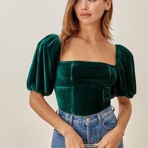 Reformation Luka Top Emerald Green